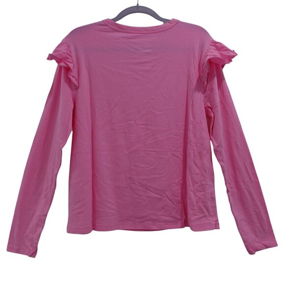 NWOT Candace Cameron Bure Long-Sleeve Top Sz S Pink Ruffle Shoulder Detail - Picture 5 of 7